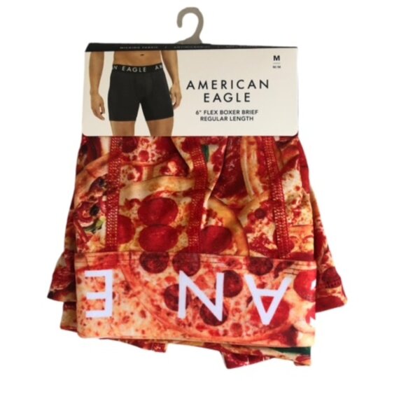 AE American Eagle 6" Flex Boxer Brief Men's L 35-38 Pizza Theme NWT - Picture 1 of 3